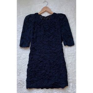 RARE PRESS SAMPLE CAMILLA & MARC Navy Blue Mini Cocktail Dress with Lace Sleeves